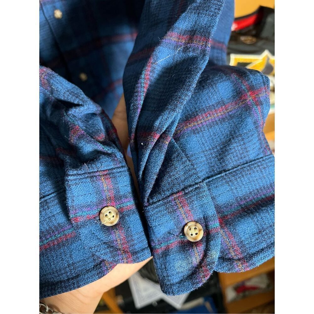 Pendleton Wool Blue Plaid Flannel Button Down Shi… - image 4